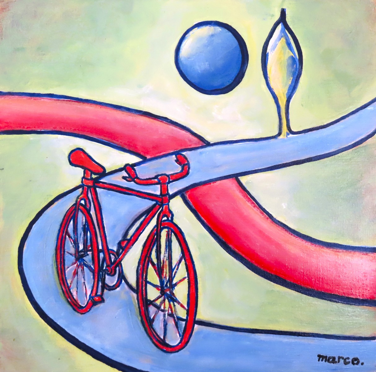 Bicyclette sur fond vert, de Marco The Art Cycle